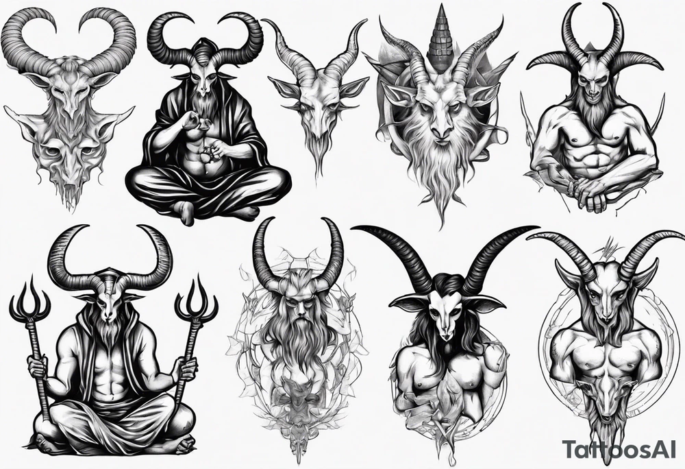 human like Baphomet Sitting tattoo idea