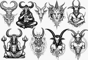 human like Baphomet Sitting tattoo idea