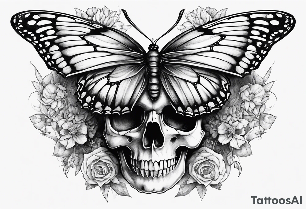 reincarnation, butterfly, skull tattoo idea