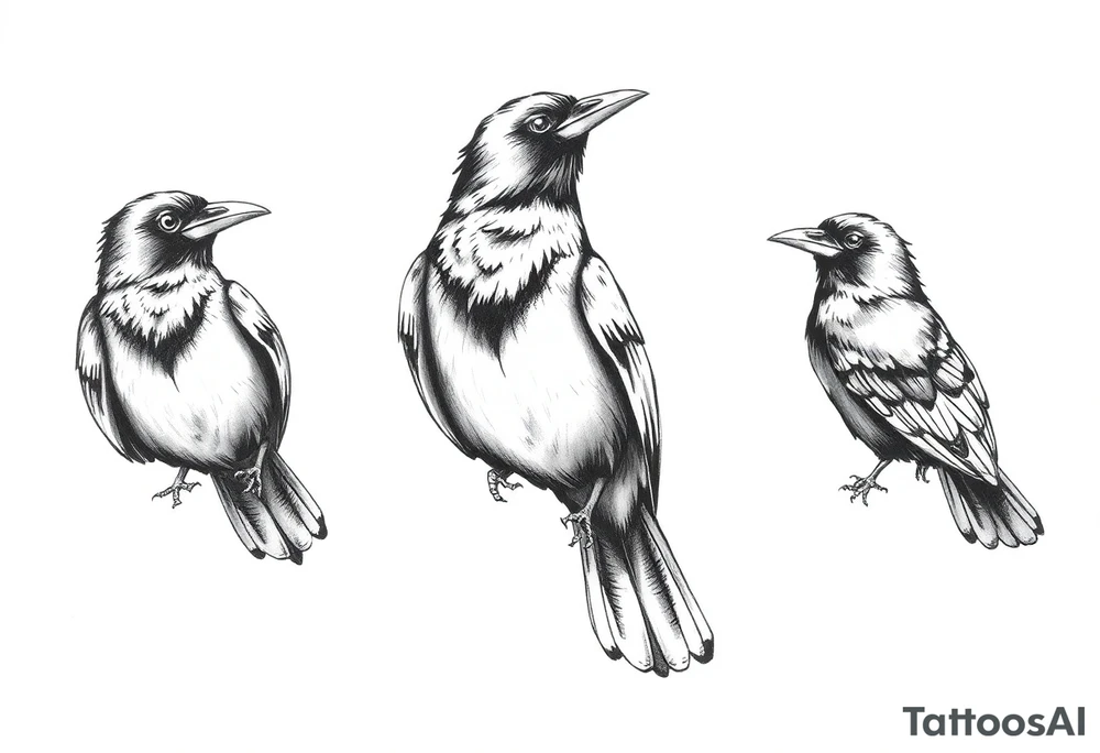 Irish non religious 3 ravens tattoo idea
