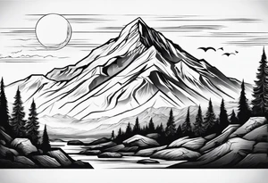 Arm sleeve with a mountain tattoo idea