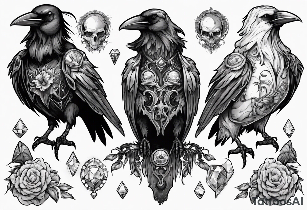 The Demon Raven Stolas, a Prince of Hell who is obsessed with gems, knowledge of astrology and poisonous plants. tattoo idea