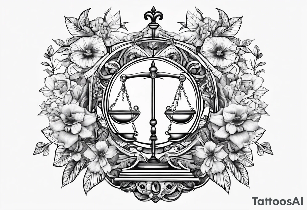 Libra with flowers tattoo idea