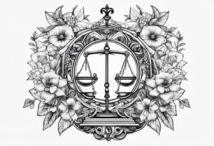 Libra with flowers tattoo idea