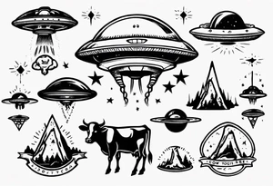 UFO abducting a cow tattoo idea