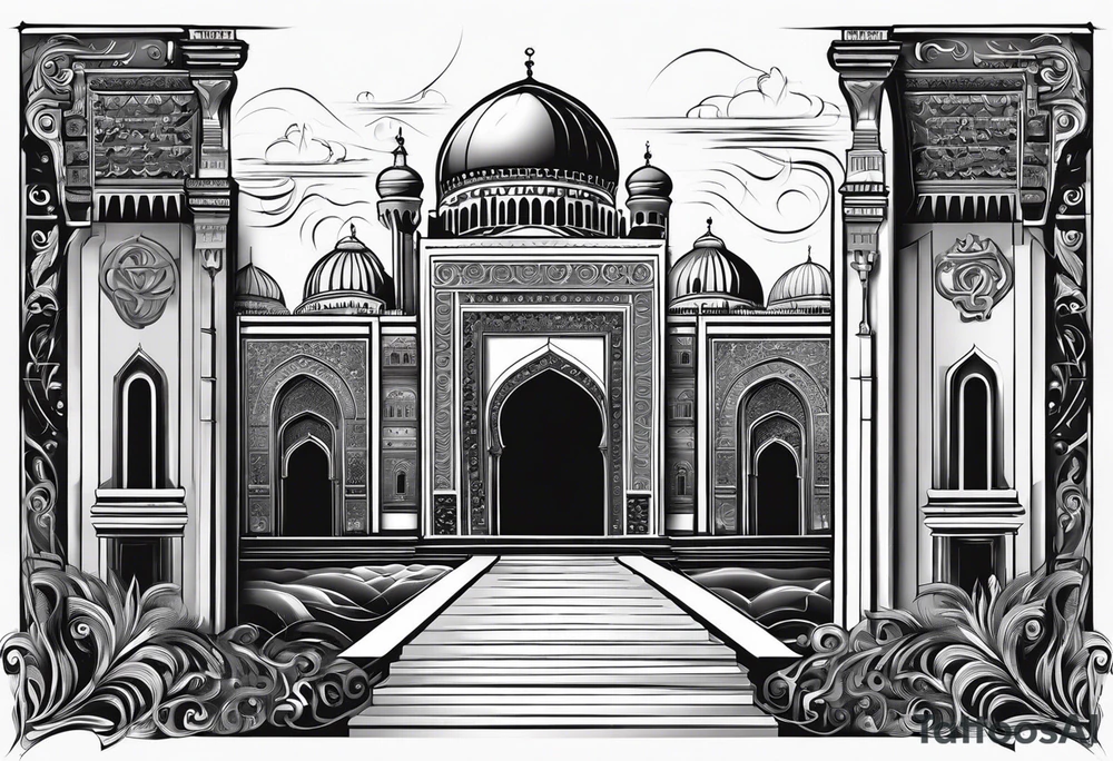 israel city vector gate 
swirl  vignette tattoo idea