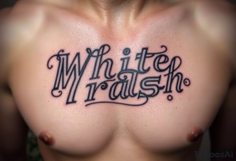 lettering White Trash with fancy flourish around it tattoo idea
