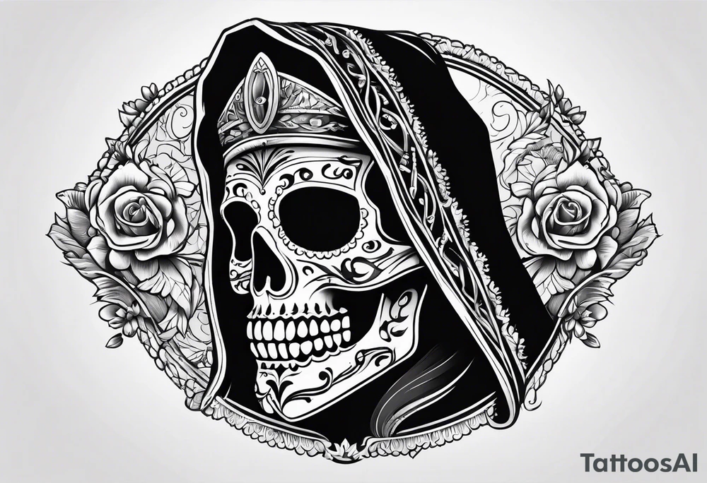 mexican style santa muerte tattoo for chest tattoo idea