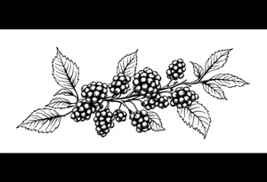 American traditional style Blackberry branch tattoo idea