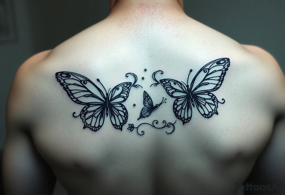 Ornamental floral butterflies tattoo idea
