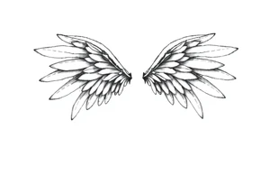 dainty angel wings with dominique and 11/26/2015 tattoo idea