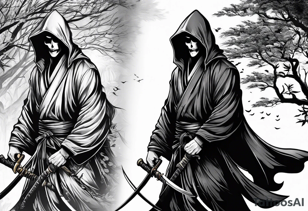 Katana and grim reaper tattoo idea