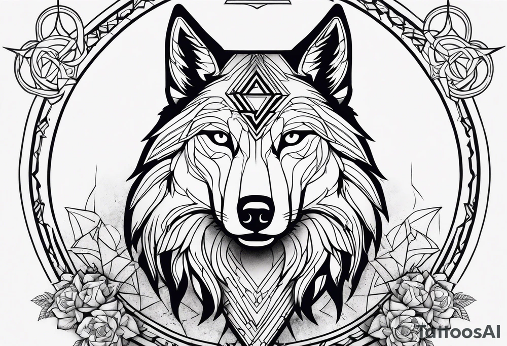 The trinity symbol and a wolf. tattoo idea