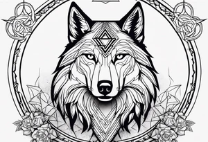 The trinity symbol and a wolf. tattoo idea