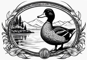 Hunting decoy Duck with a conducting stick tattoo idea