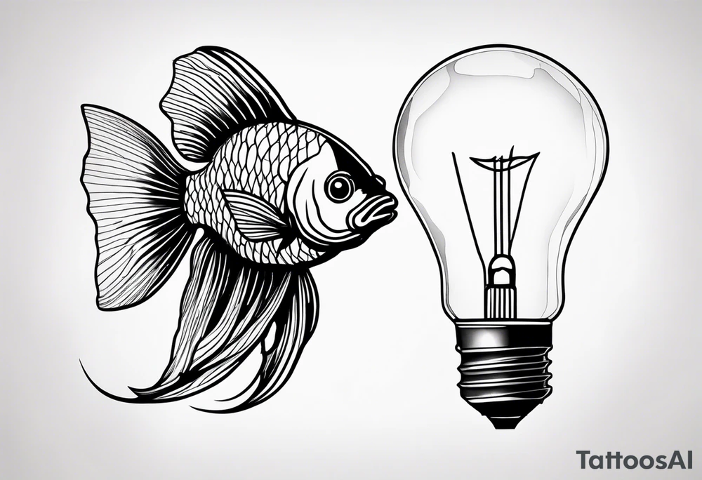 A beta fish inside of a lightbulb tattoo idea