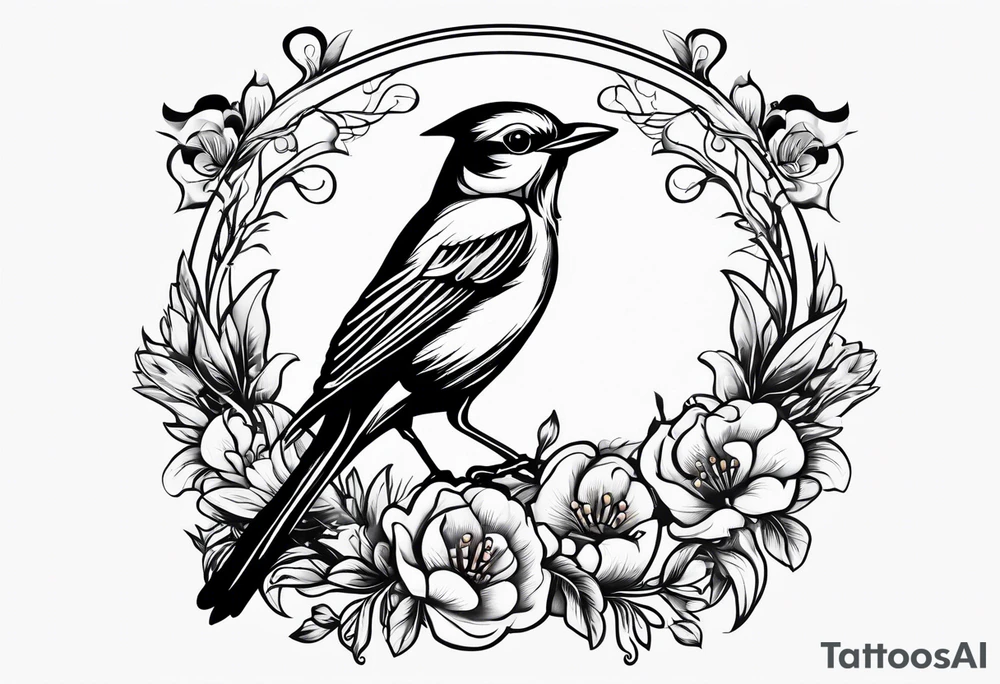 Nightingale bird with nurses cap cameo style tattoo idea