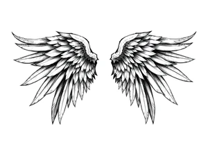 Realistic angelwings very long tattoo idea