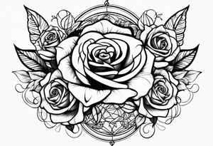 Tesseract with roses and stars tattoo idea