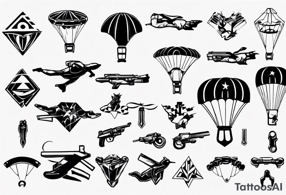 skydiving, shooting guns tattoo idea