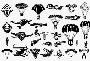 skydiving, shooting guns tattoo idea