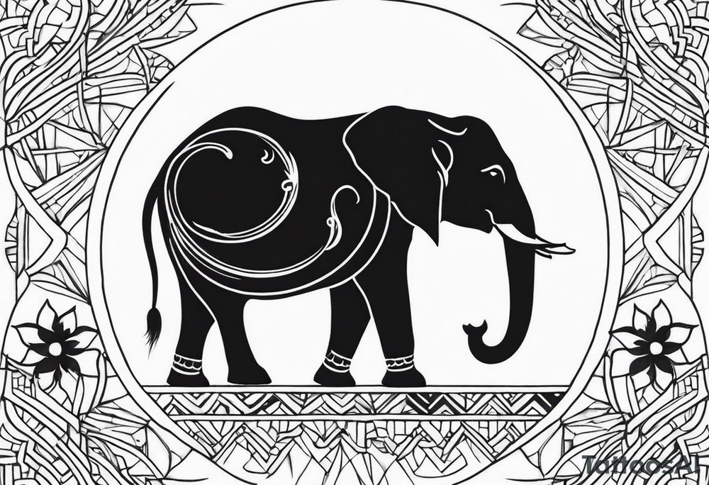 a elephant and a sun tattoo idea