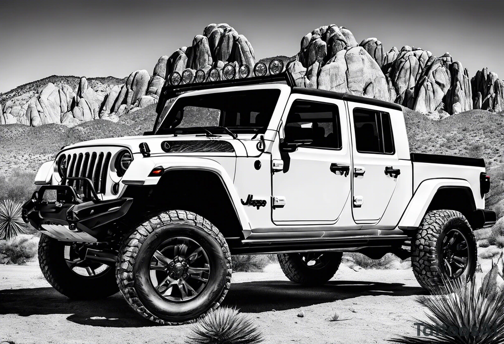 jeep gladiator dessert mountain Joshua tree tattoo idea