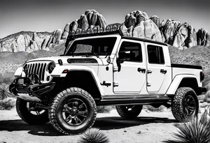 jeep gladiator dessert mountain Joshua tree tattoo idea