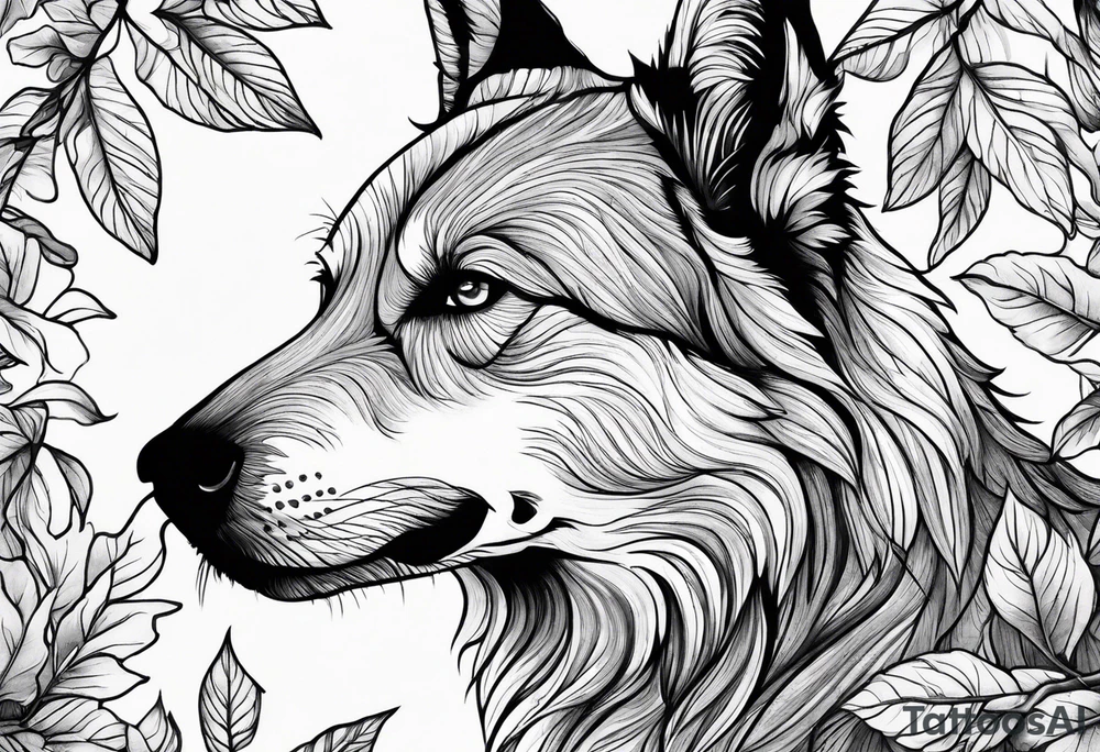 bark with foliage tattoo idea