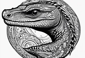 Goanna circling the name Jamal tattoo idea