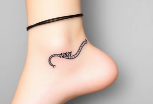 I want a small simple silhouette lines black and white wrist princess like girl snake tattoo that has number 12821 on its body along and also I want it to represent feminine energy crown queen Cycle tattoo idea