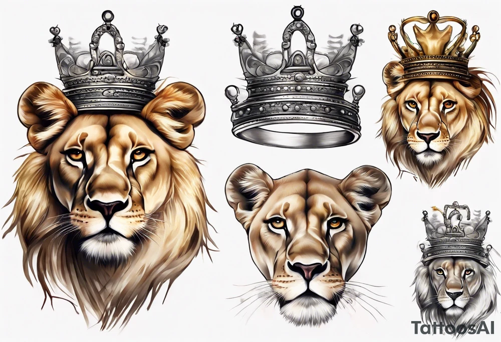 lioness with a crown tattoo idea