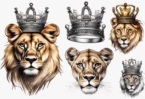 lioness with a crown tattoo idea