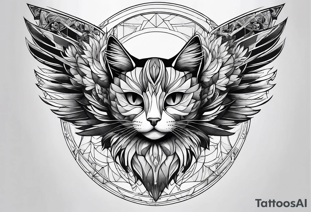 a cat with wings wearing google tattoo idea