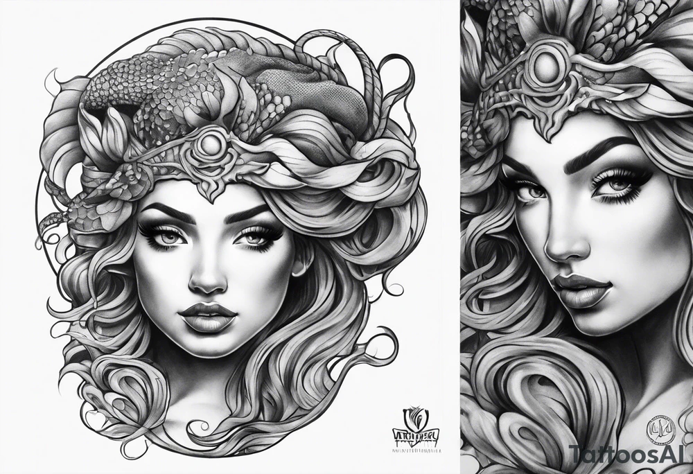 Medusa mermaid sleeve tattoo idea