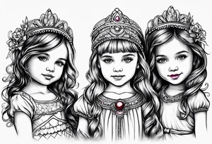 3 little Girls holding hands tattoo idea