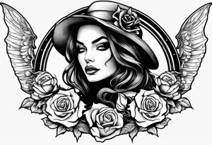 Beautiful devil lady, guns and roses intertwined tattoo idea