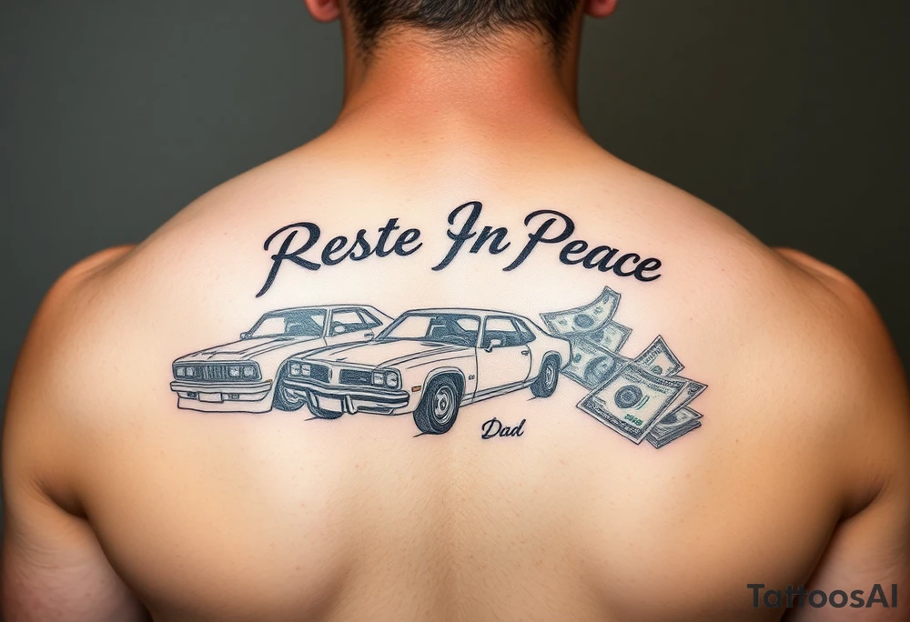 Rest in peace dad lowrider cars and 
girls and money tattoo idea