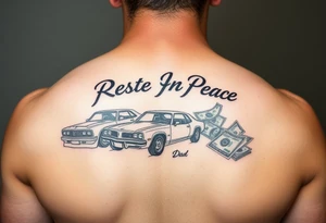 Rest in peace dad lowrider cars and 
girls and money tattoo idea