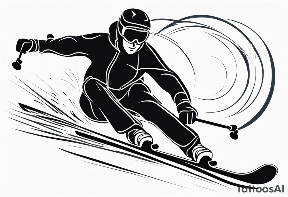 Skier in motion, single line tattoo idea
