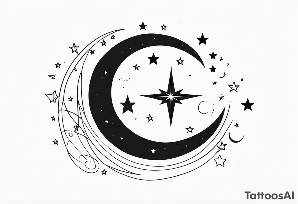 Star and moon tattoo idea