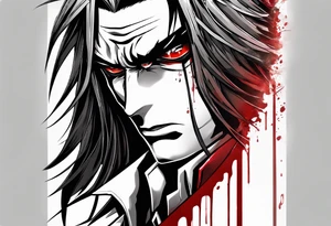 Bleeding tears flow from Alucard's eye in Hellsing tattoo tattoo idea