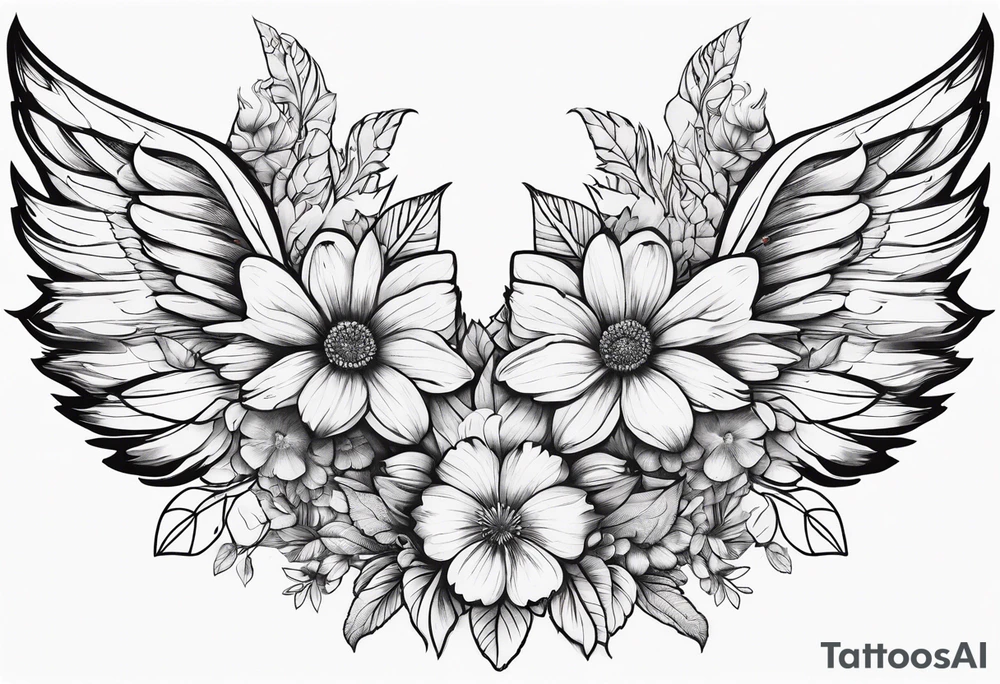 wing, flower, tattoo idea