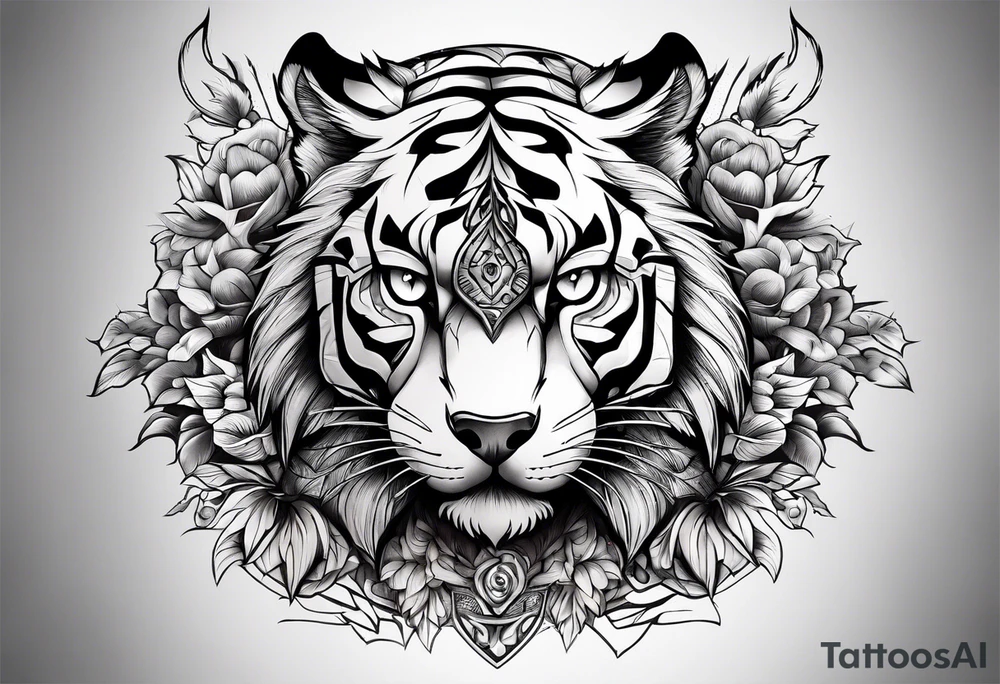 Loup tigre noel tattoo idea