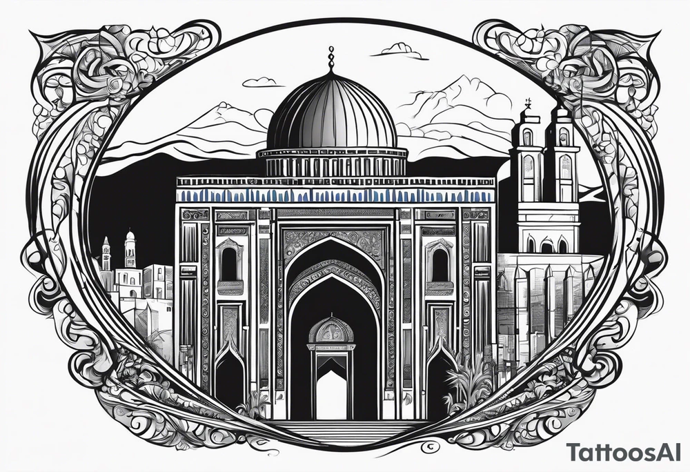 israel city vector gate 
swirl 
 vignette tattoo idea