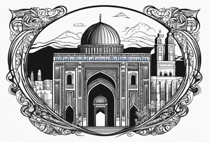 israel city vector gate 
swirl 
 vignette tattoo idea