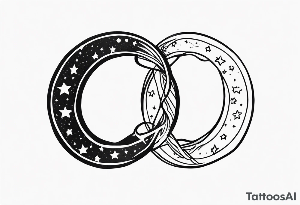 Small Infinity ring with stars tattoo idea