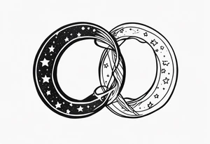 Small Infinity ring with stars tattoo idea