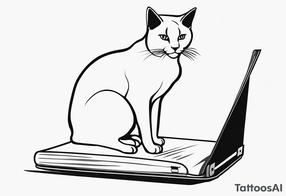 кот и mackbook tattoo idea