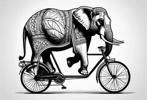 An elephant rides a bicycle tattoo idea
